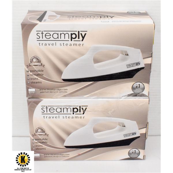 2 NEW WHITE STEAMPLY PORTABLE TRAVEL STEAMERS