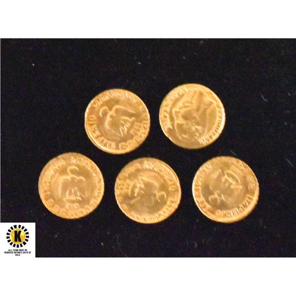 24)  LOT OF 5 MAXIMILLIAN OF MEXICO 24 K GOLD