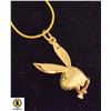 Image 1 : 3)  GOLD TONE "PLAYBOY" BUNNY PENDANT ON A