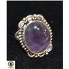 Image 1 : 14)  NATURAL DEEP PURPLE AMETHYST RING, SIZE 7,