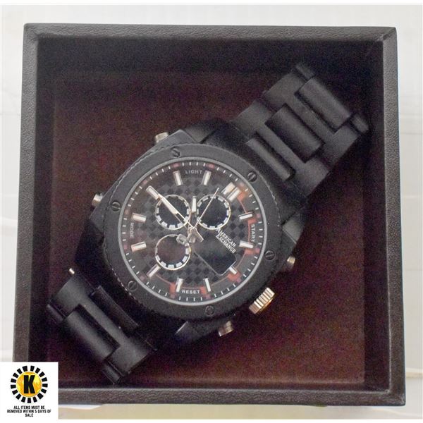 MEN'S BLACK AMERICAN EXCHANGE WATCH WITH