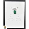 Image 1 : #73-NATURAL UNHEATED EMERALD 6 X 8 & CZ PENDANT