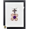 Image 1 : #81-NATURAL AMETHYST 7 MM ,SAPPHIRE, CZ PENDANT