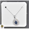 Image 1 : #93-NATURAL HEATED SAPPHIRE 7X5  ,CZ PENDANT