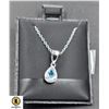 #103-NATURAL BLUE TOPAZ  4.5 X 6.5 ,CZ PENDANT
