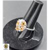 Image 1 : #88-NATURAL CITRINE 4 X 5  & CZ RING /SIZE 7.5