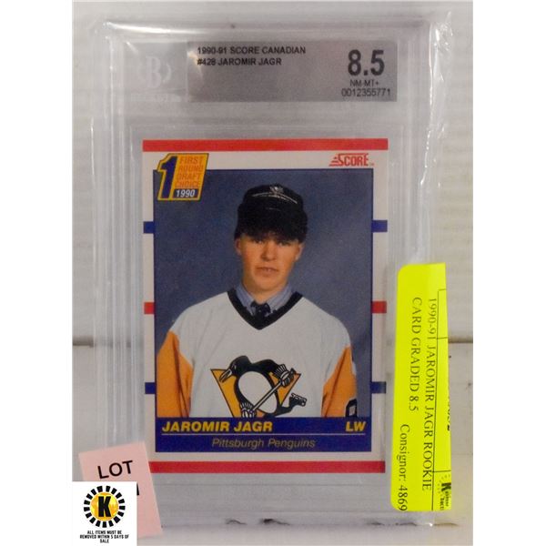 1990-91 JAROMIR JAGR ROOKIE CARD GRADED 8.5