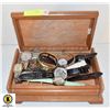 Image 1 : WOODEN BOX FULL OF ESTATE WRIST WATCHES