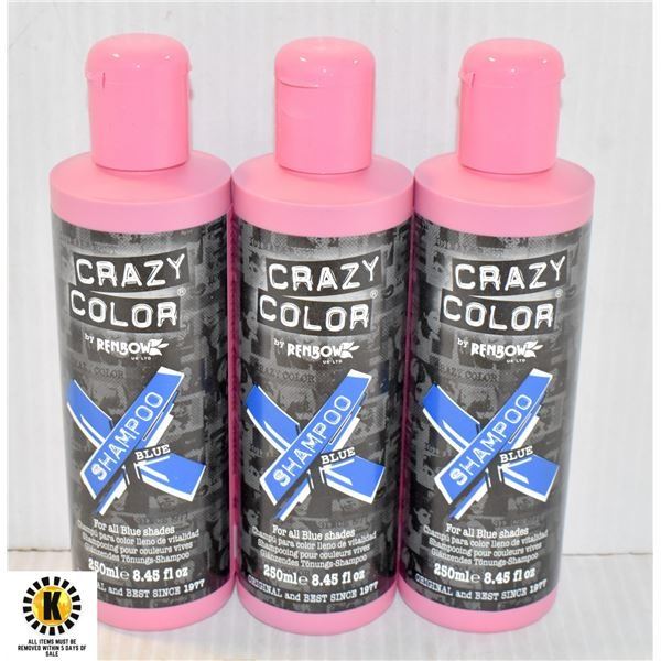 3 BOTTLES 250mL SEMI PERMANENT COLOR SHAMPOO BLUE