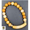 Image 1 : #34-NATURAL YELLOW BROWN JADE BRACELET