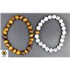 Image 1 : #6-NATURAL TIGER EYE, WHITE TURQUOISE BRACELET