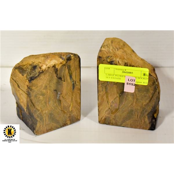 LARGE PETRIFIED WOOD BOOKENDS SET-ESTATE