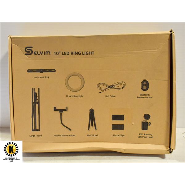 SELVIN 10" RING LIGHT W/ACCESSORIES - REPACKAGED