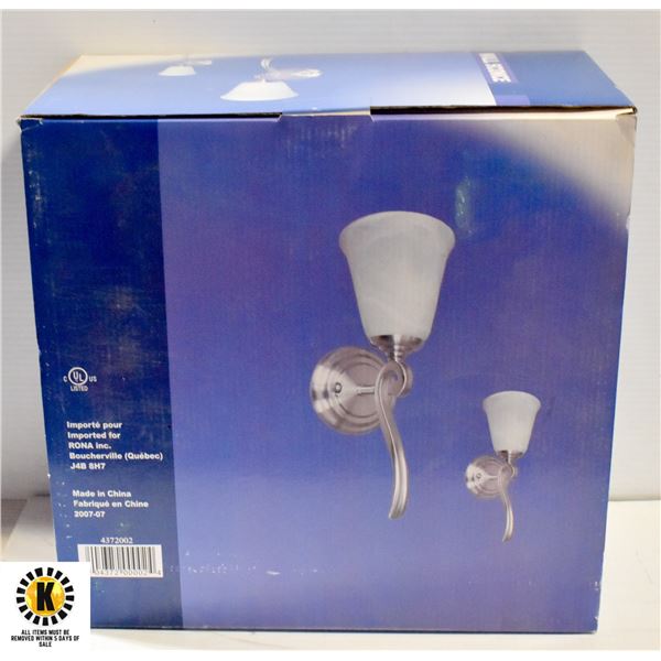 2 PACK WALL SCONCE BRUSHED NICKEL, ALABASTER GLASS