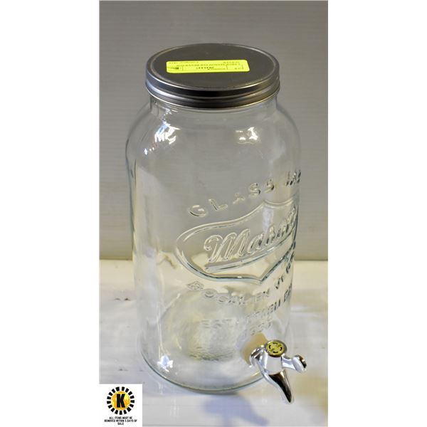 LARGE MASON JAR BEVERAGE SERVER.