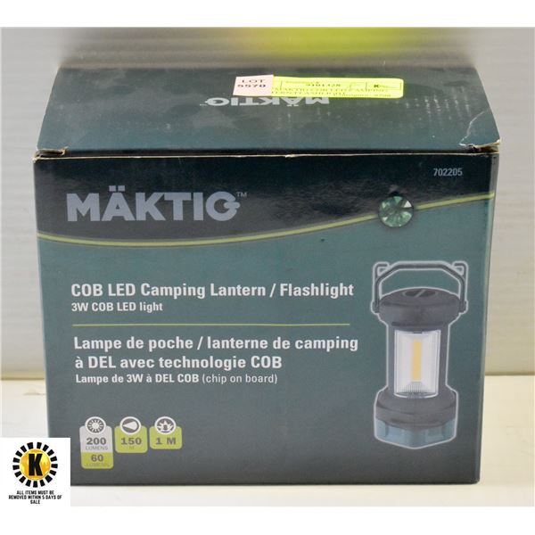 NEW MAKTIG COB LED CAMPING LANTERN/FLASHLIGHT