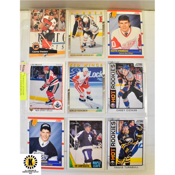 9 CARD ROOKIE PAGE WITH MOGILNY, FEDOROV