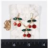 Image 1 : NEW CHERRY CHARM DROP EARRING AND NECKLACE SET