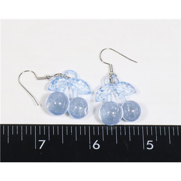 NEW BLUE CHERRY THEME DROP EARRINGS