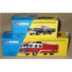 (2) Corgi Classics Fire Trucks--'57 Chevy & Rescue