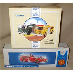 (2) Corgi Fire Trucks--LaFrance 2pc Set & American LaFrance Corgi Classic