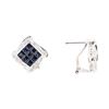Image 2 : 2.21 ctw Sapphire And Diamond Earrings - 14KT White Gold