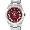 Image 1 : Rolex Mens SS 41MM Red Roman Diamond Datejust 2 Oyster Band Wristwatch