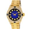 Image 2 : Rolex Ladies 18K Yellow Gold Blue Vignette Diamond And Sapphire President Wristw
