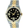 Image 2 : Rolex Mens Stainless Steel and Yellow Gold Black VVS 6&9 Diamond 36mm Datejust