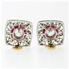 Image 7 : Antique Art Deco Platinum 3.57 ctw GIA European Diamond & Ruby Filigree Earrings