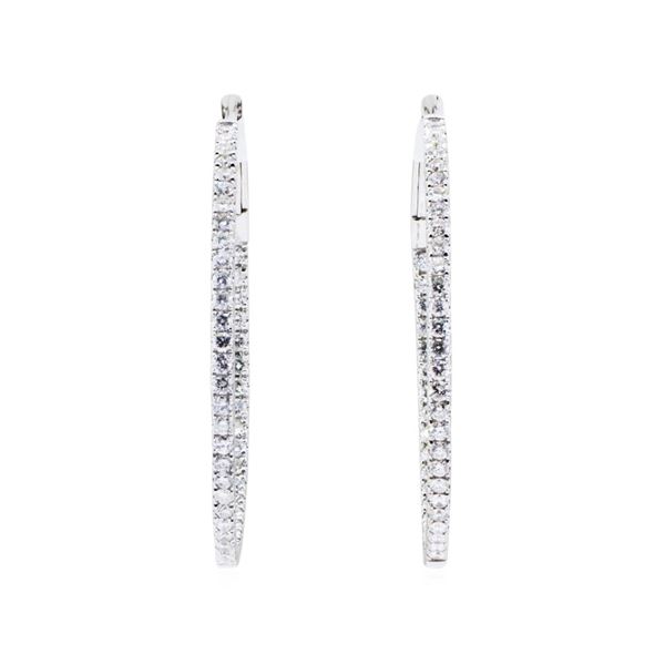 2.06 ctw Diamond Hoop Earrings - 14KT White Gold
