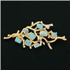 Image 2 : Vintage Large Textured 14K Gold FINE Opal & Diamond Free Form Tree Branch Brooch