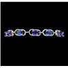 Image 1 : 12.46 ctw Oval Mixed Blue Sapphire And Round Brilliant Cut Diamond Bracelet - 14