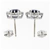 Image 3 : Sterling Silver Blue Crystal & CZ Halo Stud Earrings w/ 14k White Gold Posts