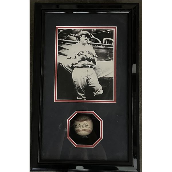 Babe Ruth red stitch signed baseball. GFA authenticated