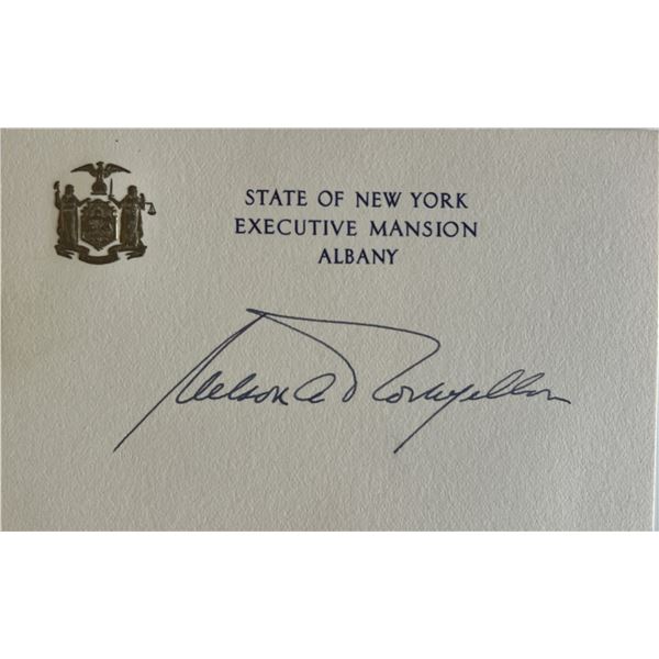 Nelson Rockefeller signed card. GFA authenticated