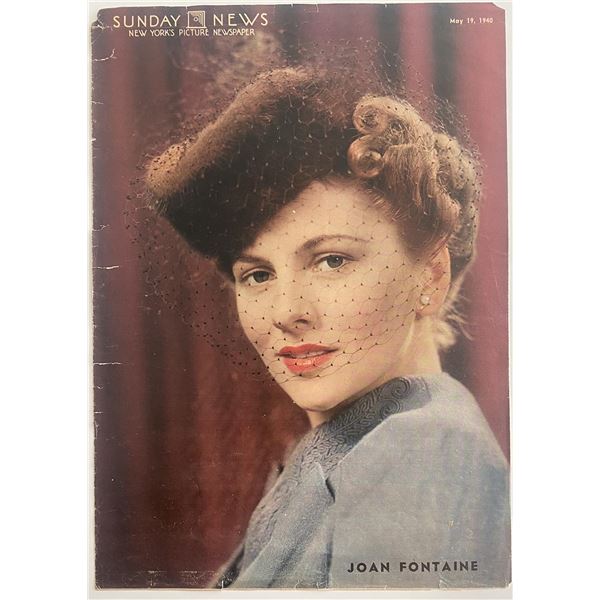 Sunday News 1940 Joan Fontaine  newspaper cover