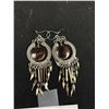 Image 2 : Vintage Silver Dangling Earrings with Stones