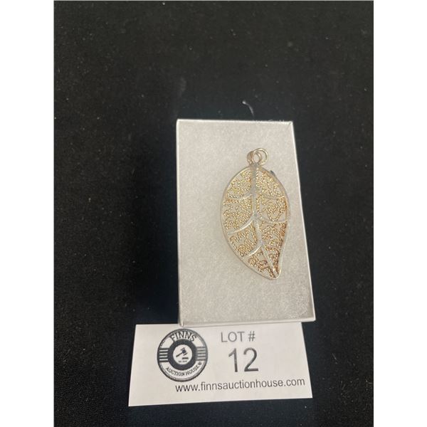 925 Sterling Silver Filligree Leaf Pendant