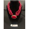 Image 1 : 5 Strand Wood Beads with Silver Pendant