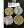 Image 2 : Lot of 4 BitCoins. 3 Are Plated, but 1 is 1oz of .999 Fine Silver