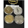 Image 2 : Lot of 4 BitCoins. 3 Are Plated, but 1 is 1oz of .999 Fine Silver