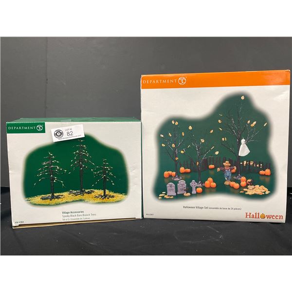 Department 56 Village Accessories " Spooky Black Bare Trees" and Halloween Village "  Halloween Vill