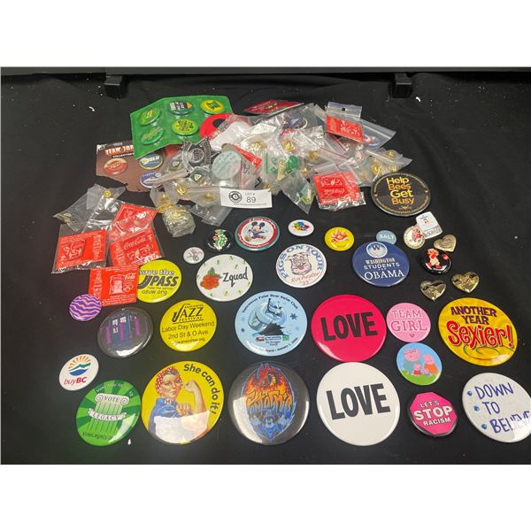 Large Bag with Vintage Collectible Pins