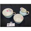 Image 1 : Vintage 1940-60's Aynsley Tea Cup, Creamer and Sugar Bowl. Light Blue, Florals, Swirl Design.