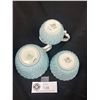 Image 2 : Vintage 1940-60's Aynsley Tea Cup, Creamer and Sugar Bowl. Light Blue, Florals, Swirl Design.