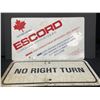 Image 2 : Lot of 2 Metal Signs. No Right Turn and Escord.