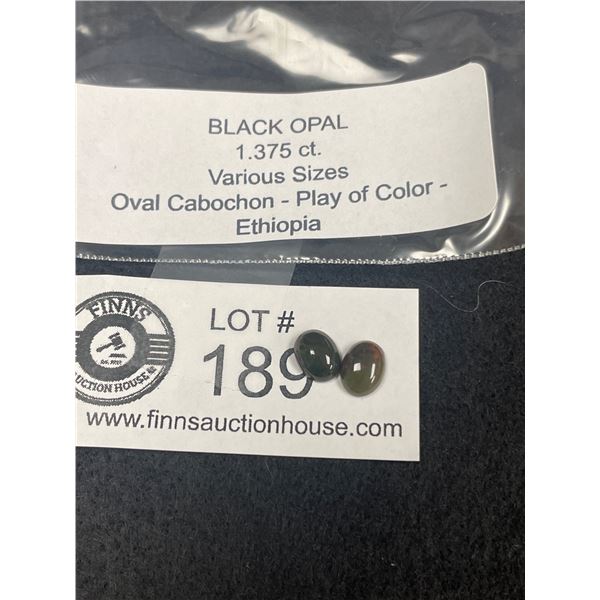 Black Opal 1.375 ct Various Sizes Oval Cabochon-Play of Colour- Ethiopia
