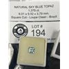 Image 1 : Natural Sky Blue Topaz 1.375 ct 6.01 x 5.92 x 3.79mm Square Cut- Loupe Clean- Brazil