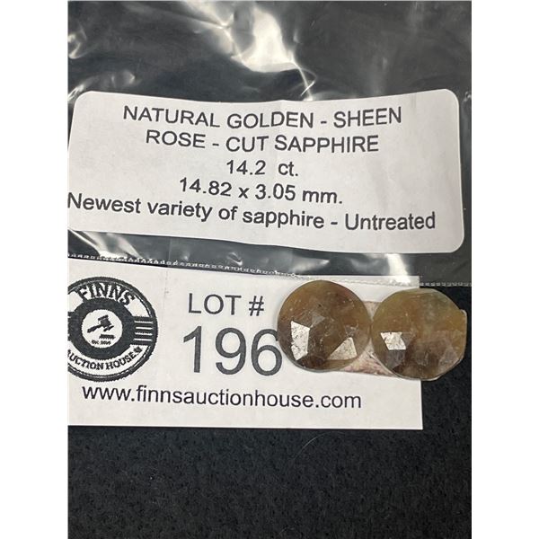 Natural Golden Sheen Rose Cut Sapphire. 14.2 Ct. 14.82 x 3.05mm- Newest Variety of Sapphire- Untreat